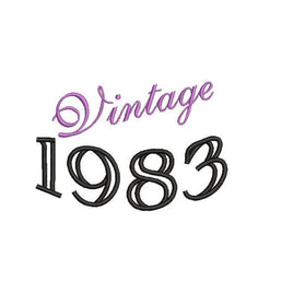 Vintage 1983 Machine Embroidery Design, 40th birthday embroidery design, 4x4 and 5x7 Hoop, Birthday embroidery design, year embroidery - sproutembroiderydesigns