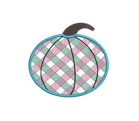 Plaid Pumpkin Thanksgiving Machine Embroidery Design, 3 sizes, Pumpkin embroidery design, 4x4 Hoop, 5x7 Hoop - sproutembroiderydesigns