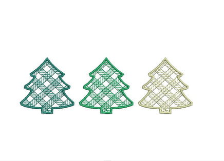 Plaid Christmas Trees Machine Embroidery Design, 2 sizes, Plaid Trees Embroidery Design - sproutembroiderydesigns