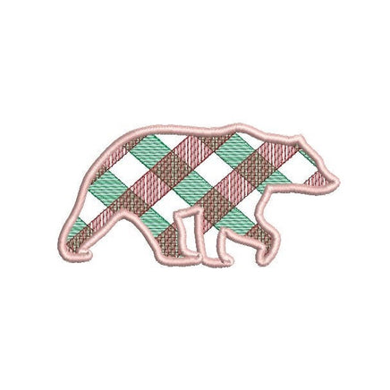 Plaid Bear Machine Embroidery Design, 3 sizes - sproutembroiderydesigns