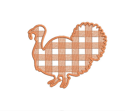 Plaid Turkey Thanksgiving Machine Embroidery Design, 3 sizes, Turkey embroidery design, 4x4 Hoop, 5x7 Hoop - sproutembroiderydesigns