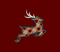 Plaid Reindeer Machine Embroidery Design, 4x4 hoop, Plaid Christmas Embroidery Design - sproutembroiderydesigns