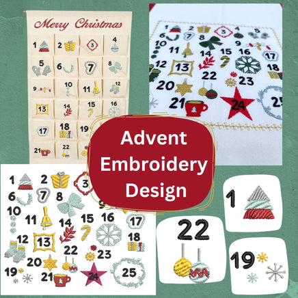 Christmas Advent Calendar Embroidery Design, Quick Stitch, Advent machine embroidery design - sproutembroiderydesigns