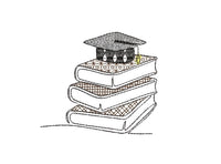 Graduation Stack of Books Machine Embroidery Design, Graduate Embroidery Design, Quick Stitch - sproutembroiderydesigns